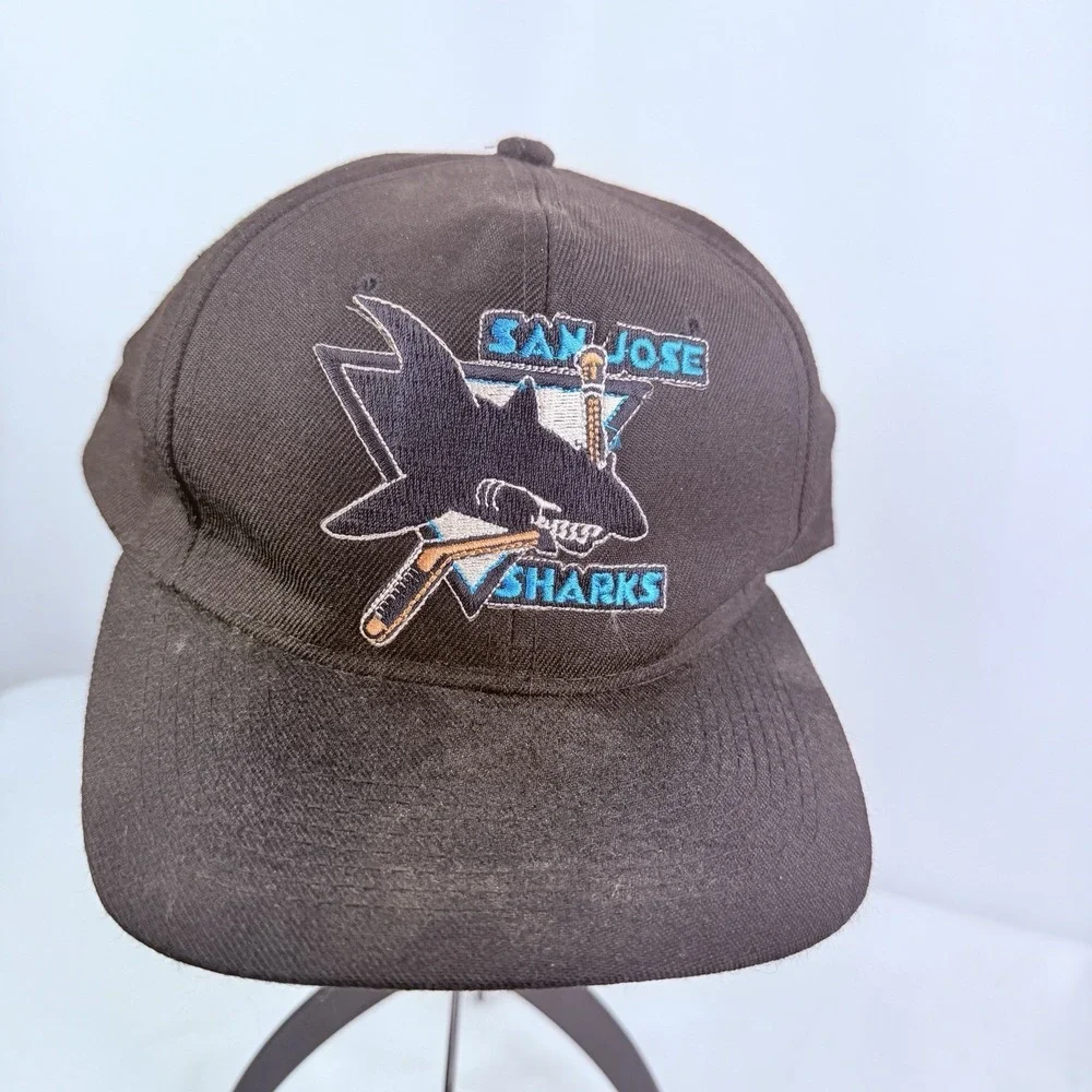 Vintage 90s San‎ Jose Sharks Snapback Hat Cap NHL Adjustable Amapro